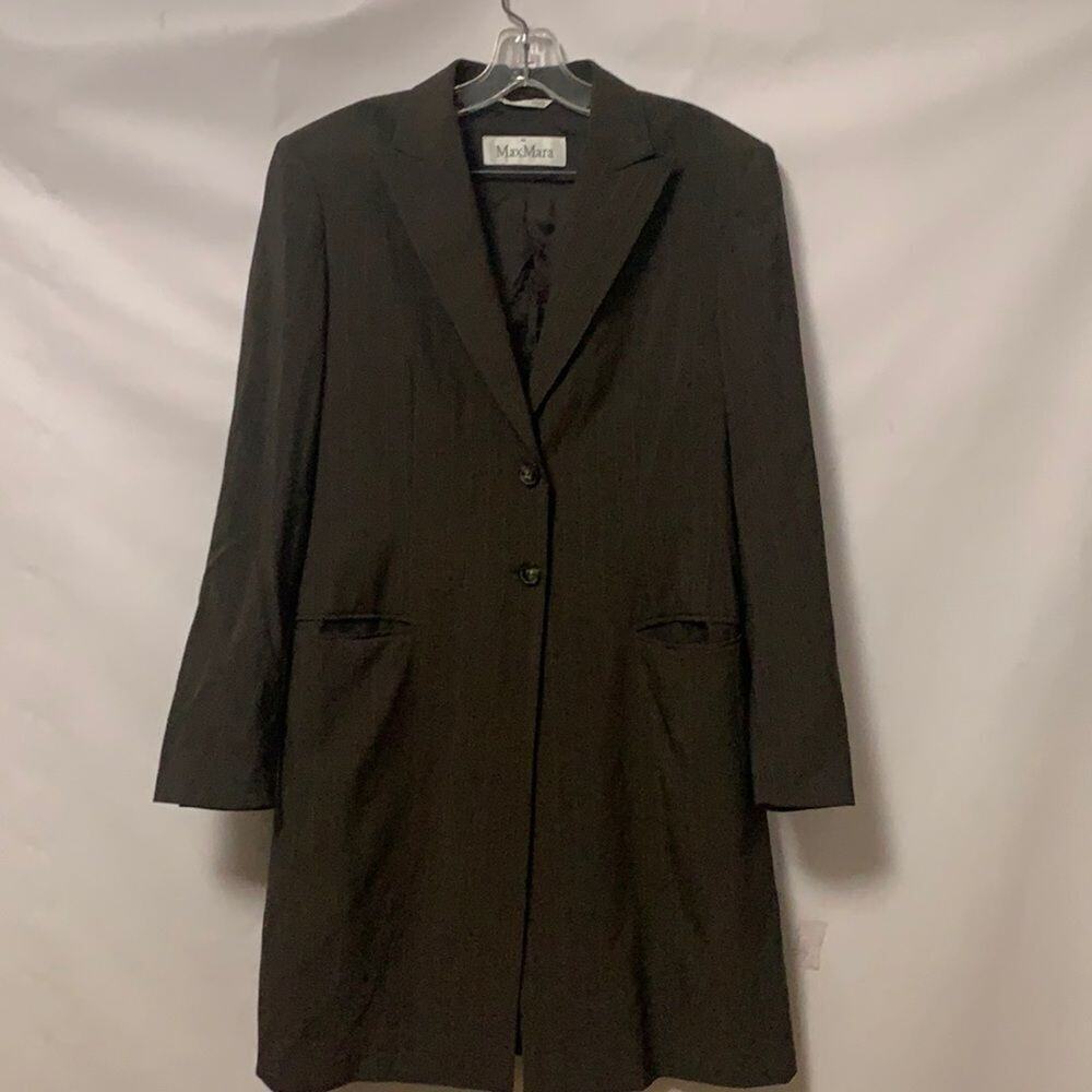 MAX MARA PINSTRIPE BROWN TUNIC BLAZER SIZE 8‎